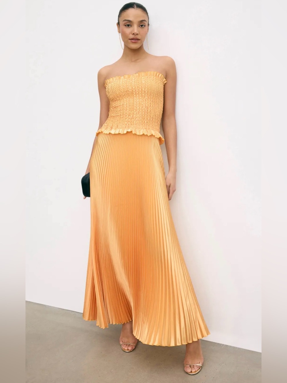 LIDEE’s Maya Gown Strapless Smocked Top Pleated Maxi